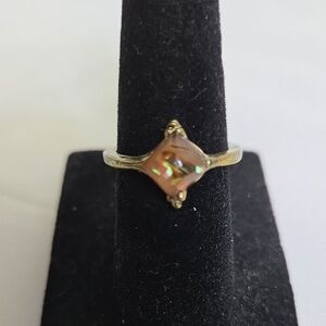 Gold Tone Ring with‎ Orange Stone, Size 5.25